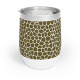Giraffe Print in Olive Green Chill Wine Tumbler, Beautiful Printed Wine Tumbler