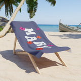 Retro Style Personalized Beach Towel, Groovy 70's Design, Hippie Vintage Flowers, Custom Pool Towel, Outside Birthday Vacation Gift