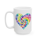 Colorful Paw Print Heart Mug, Dog Lover Gift, Heart Mug, Dog Mom Dog Dad Gift Ideas, Dog Paw Coffee Cup