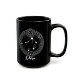 Libra Zodiac Black Ceramic Mug, Astrology Birthday Gift, Cancer Zodiac Mug, Libra Sign Constellation Mug, Coffee Mug, Tea Mug, Horoscope Gift