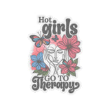 Hot Girls Go to Therapy Kiss-Cut Stickers, Therapist Waterproof Sticker, Mental Health Awareness Stickers, Counselor Gift