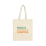 Dogs Coffee Camping Tote Bag, Coffee Lovers Camping, Funny Dog and Coffee Lover Gift Tote Bag, Camping Tote Bag