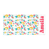 Personalized Tropical Beach Towel, Pineapple Watermelon Beach Towel, Monogrammed Gift for Girl, Spring Break Vacation Momento, Graduation Gift, Custom Pool Ocean Lake, Gifts for Brides and Bridesmaids