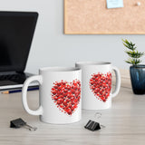Valentines Day Double Red heart Mug, V-Day Heart Mug, Valentine's Day Mug, Heart Coffee Mug