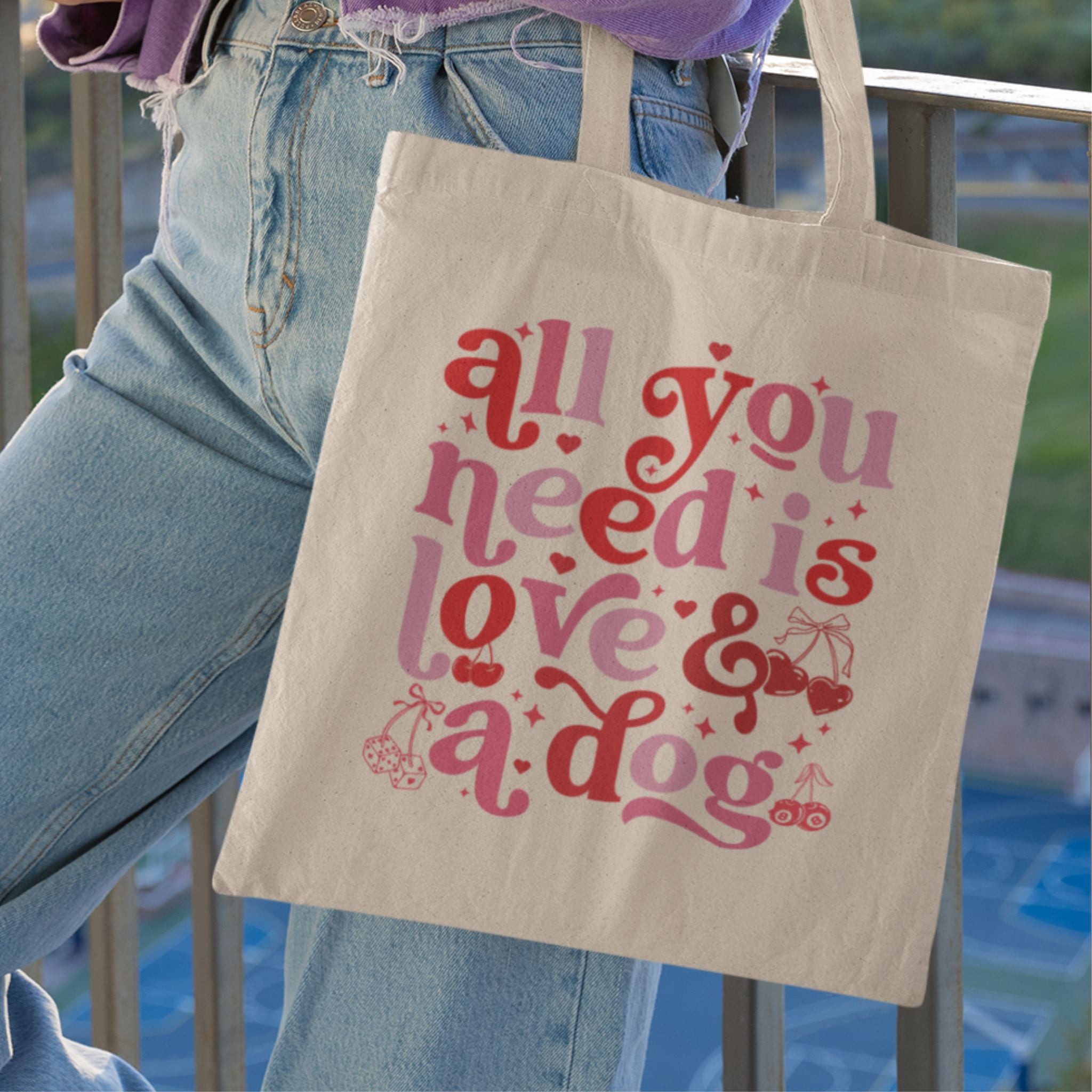 All you need is love and a dog tote bag