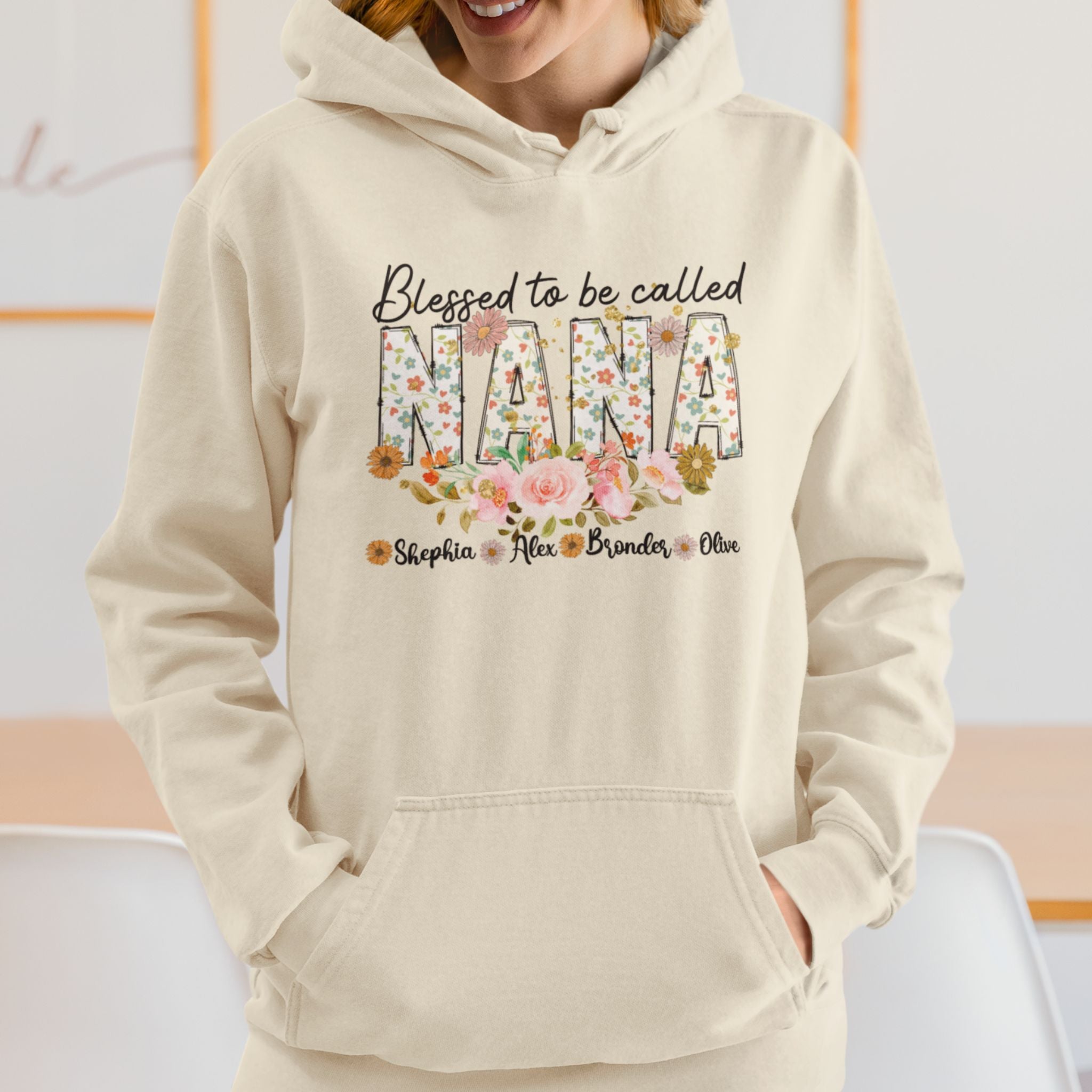 Blessed To Be Called Nana With Kids Names Hoodie