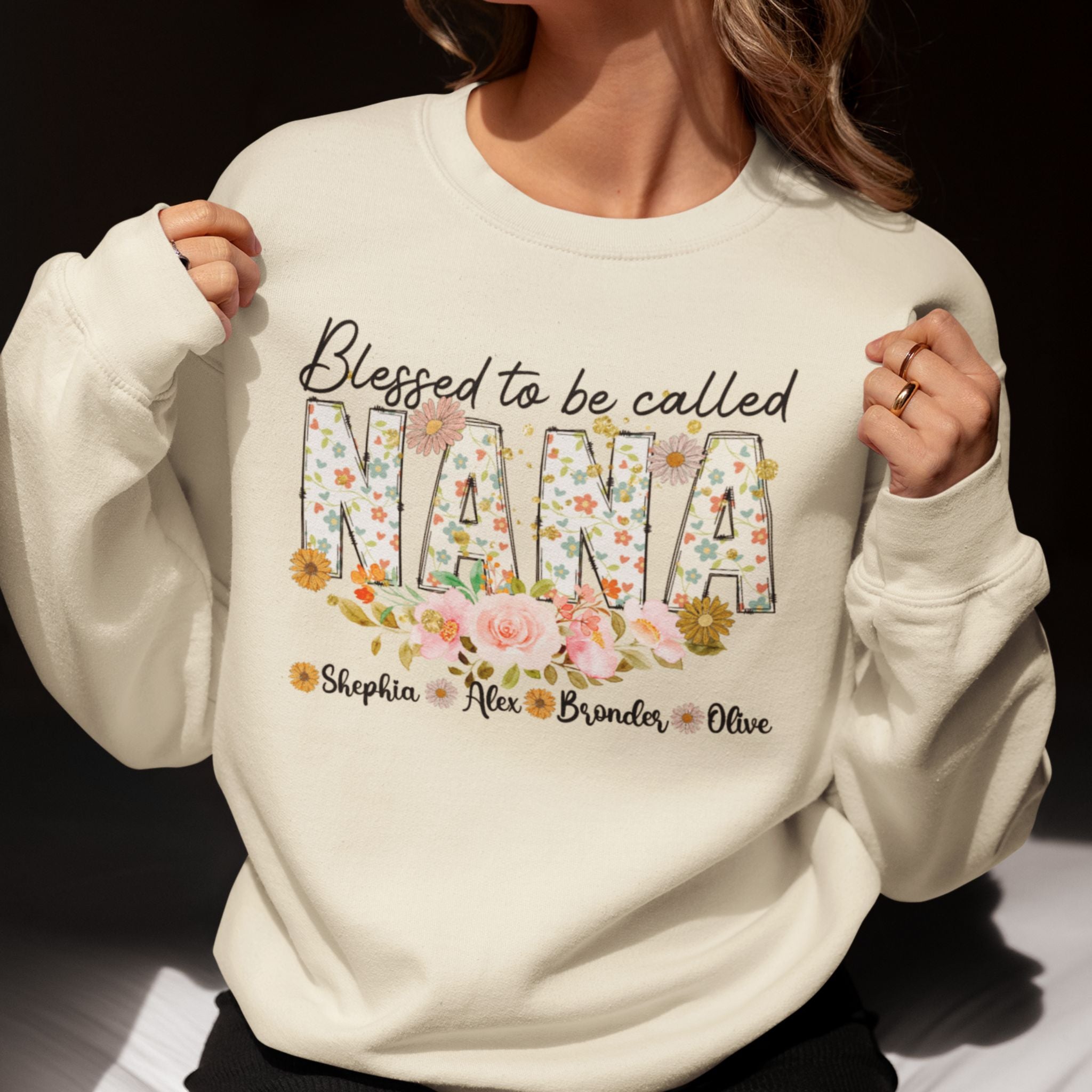 Blessed To Be Called Nana With Kids Names Sweatshirt