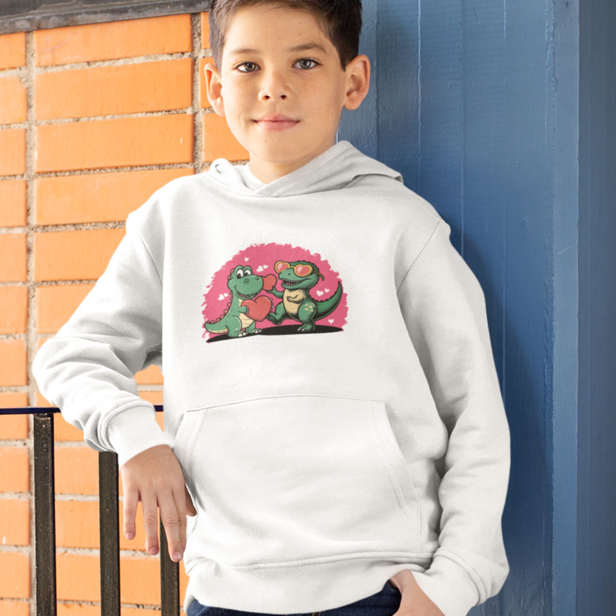 Boys Valentines Dinosaur Hoodie