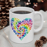 Colorful Paw Print Heart Mug