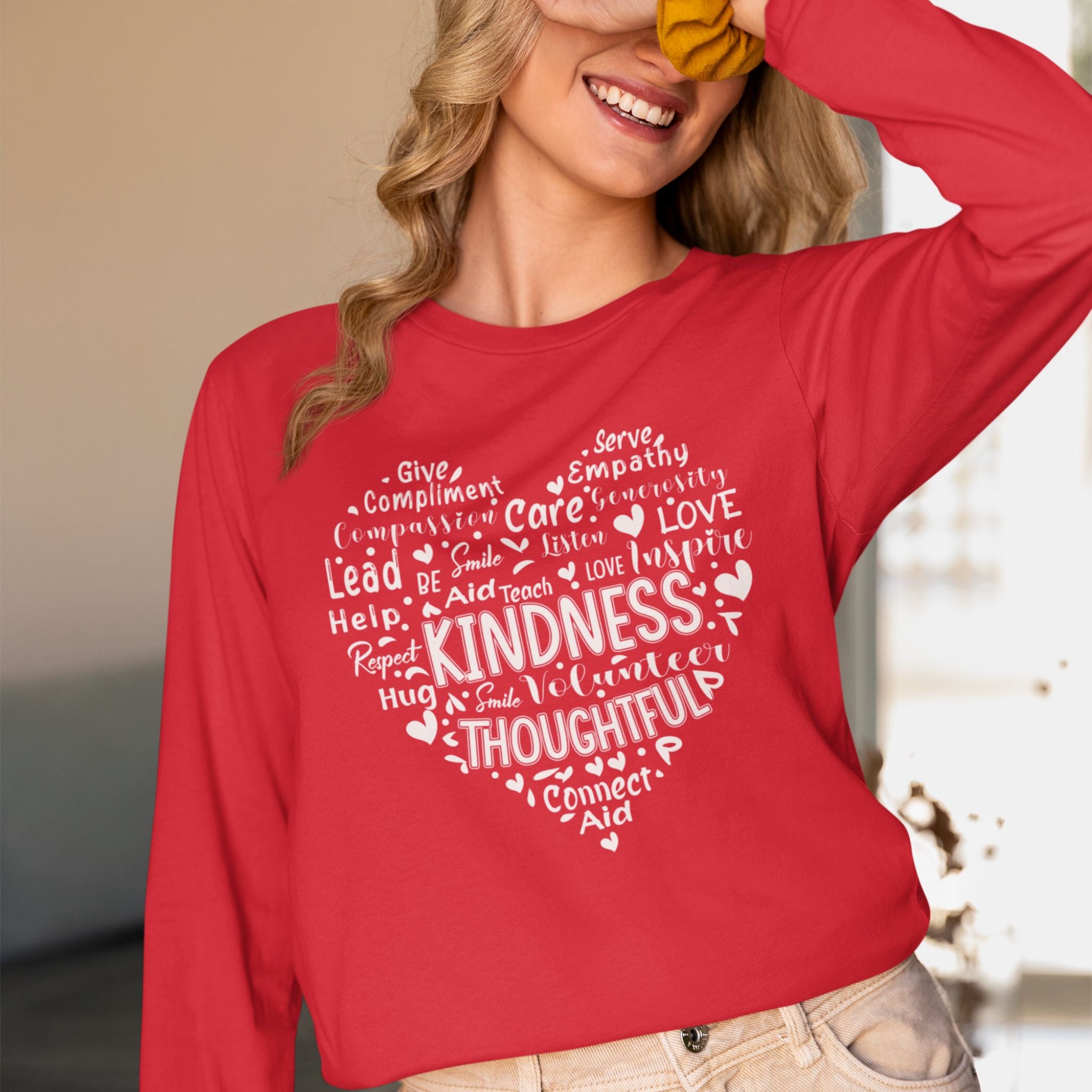 Cute Heart Be Kind Graphic Long Sleeve