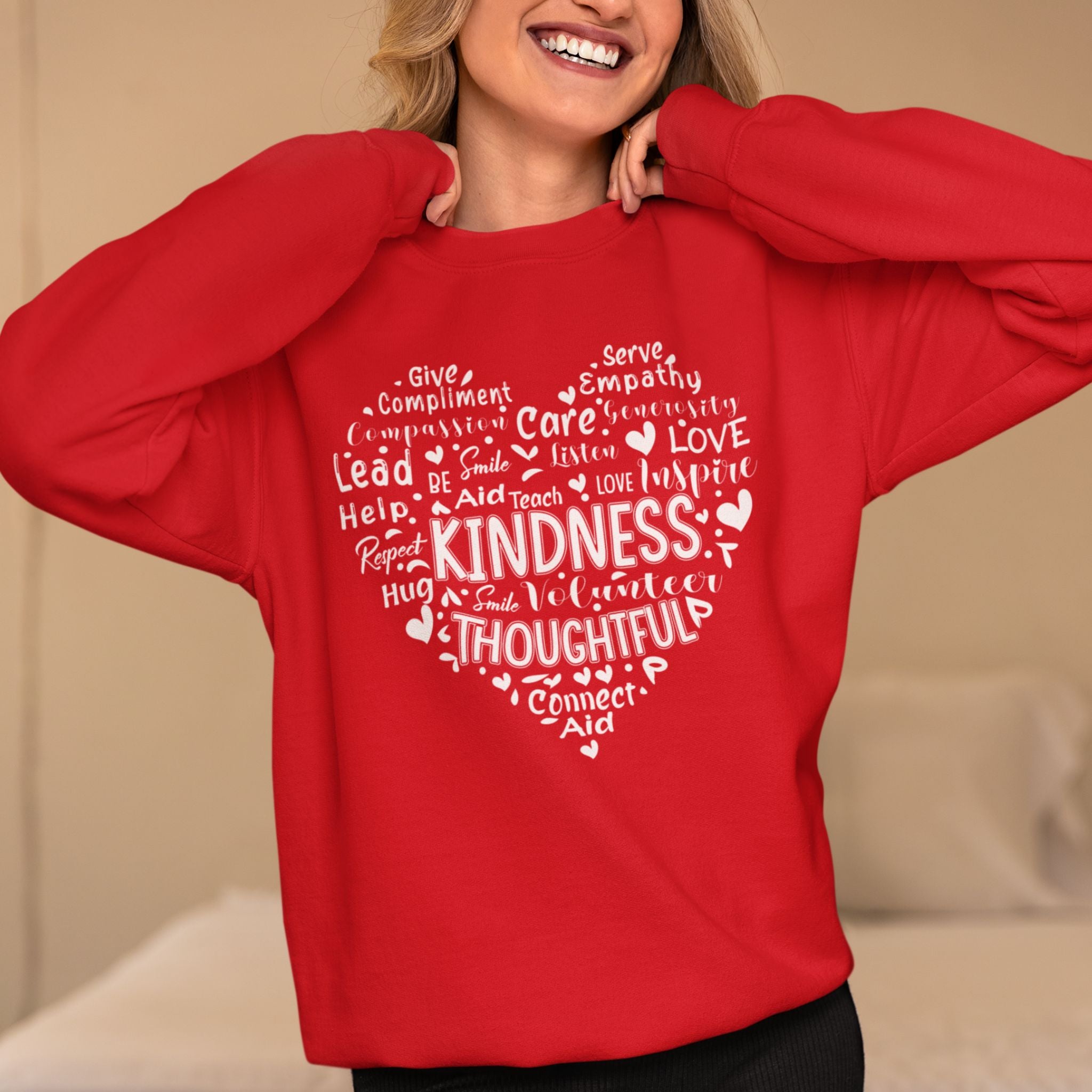 Cute Heart Be Kind Graphic Sweatshirt