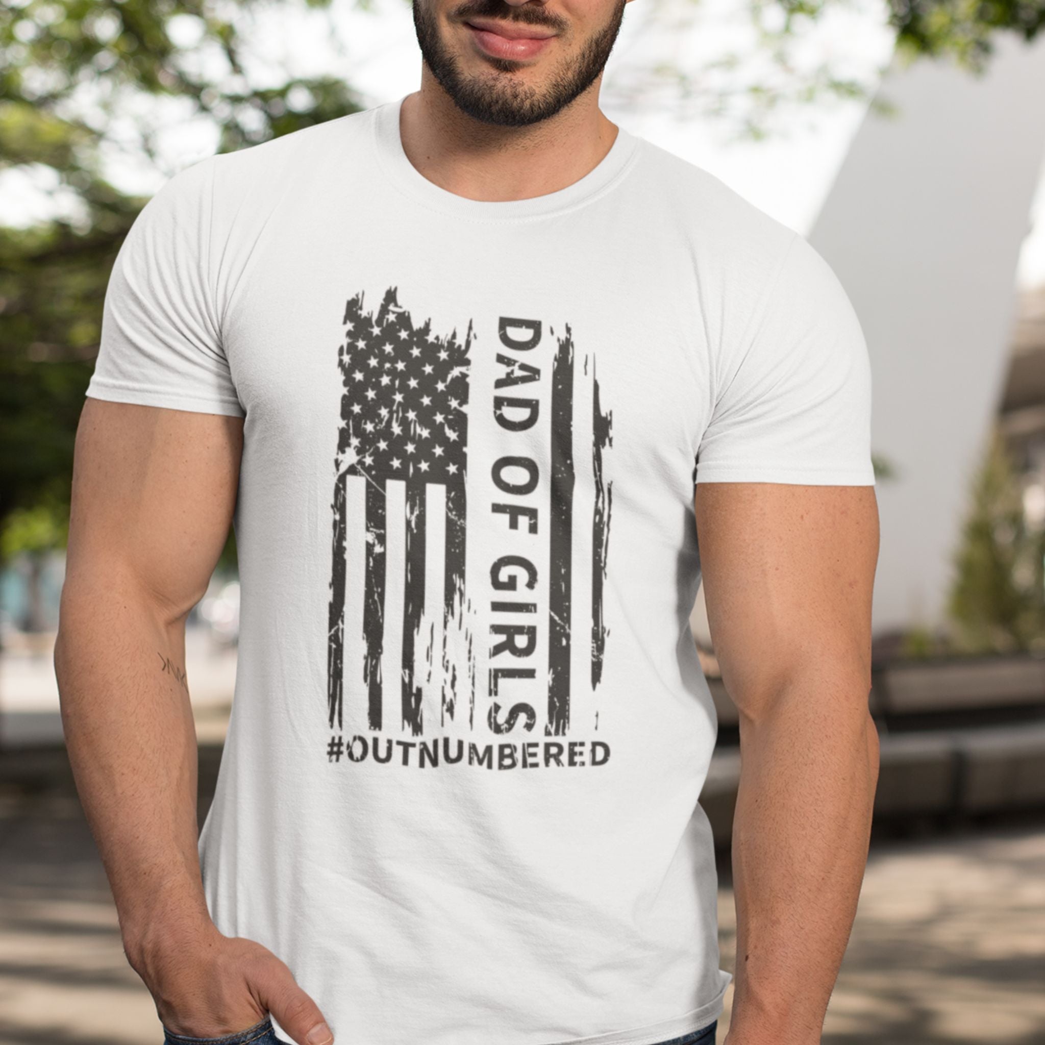 Dad of Girls #Outnumbered Tshirt
