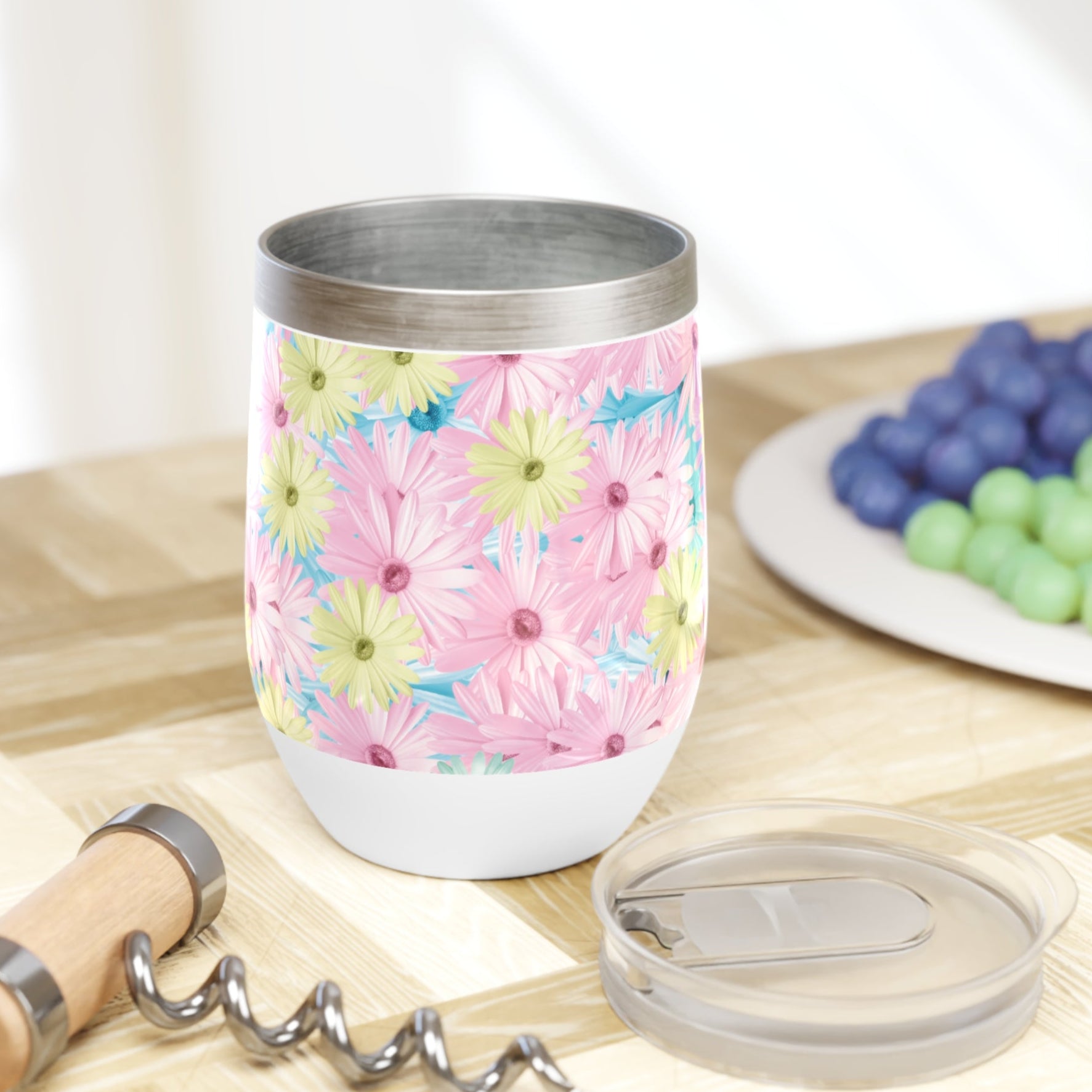 Daisy Floral Pattern Chill Wine Tumbler