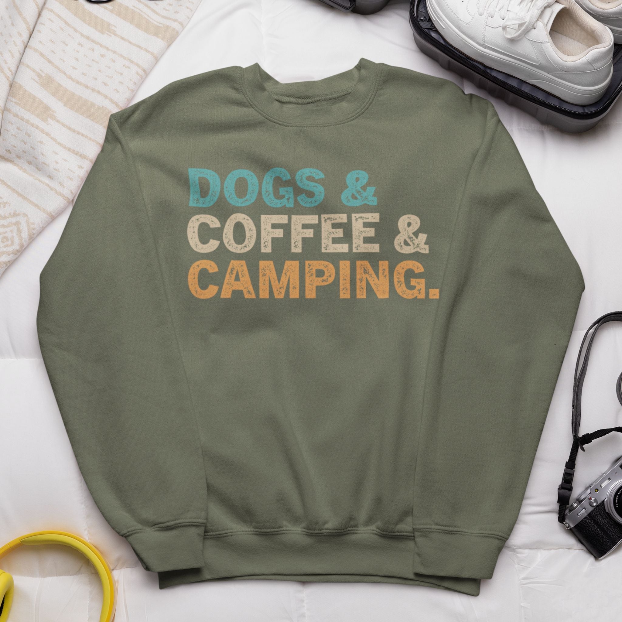 Dogs Coffee Camping Crewneck Sweatshirt
