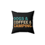 Dogs, Coffee & Camping Decorative Pillow
