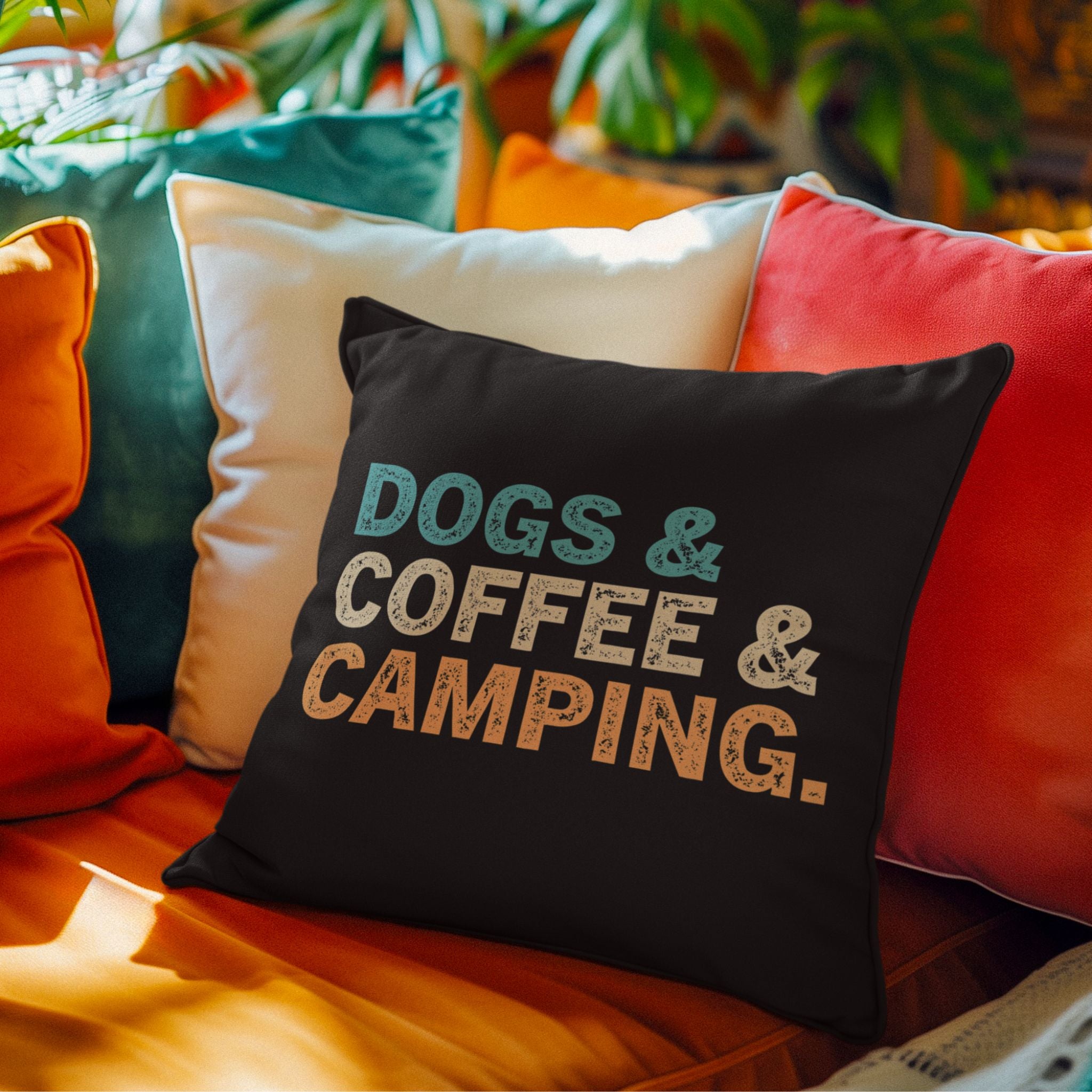Dogs, Coffee & Camping Pillow