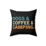 Dogs, Coffee & Camping Pillow Cover