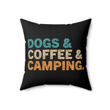 Dogs, Coffee & Camping Throw Pillow