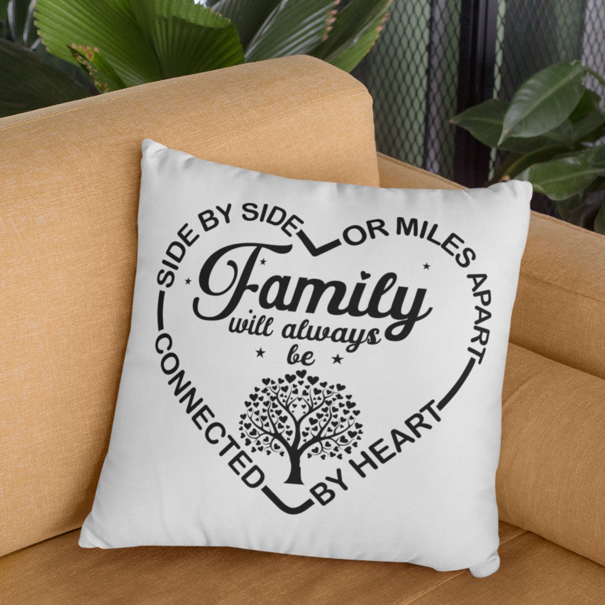 Family Always Connected By Heart Throw Pillow