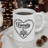 Family will always be connected by heart coffee mug