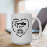 Family will always be connected by heart mug