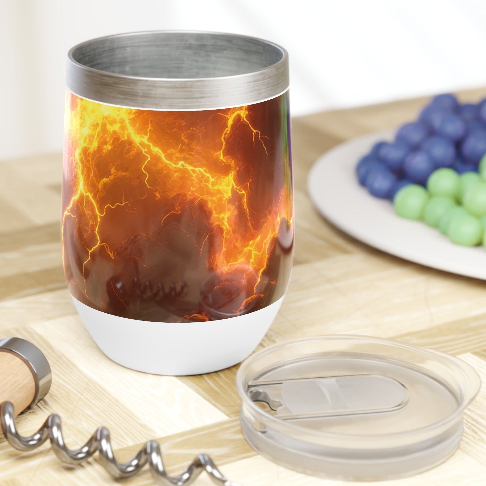 Fiery Lightning Sky Chill Wine Tumbler