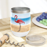 Flamingo Beach Wine Tumbler