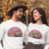 Funny Sunglass Dinosaur and Hearts Sweatshirt