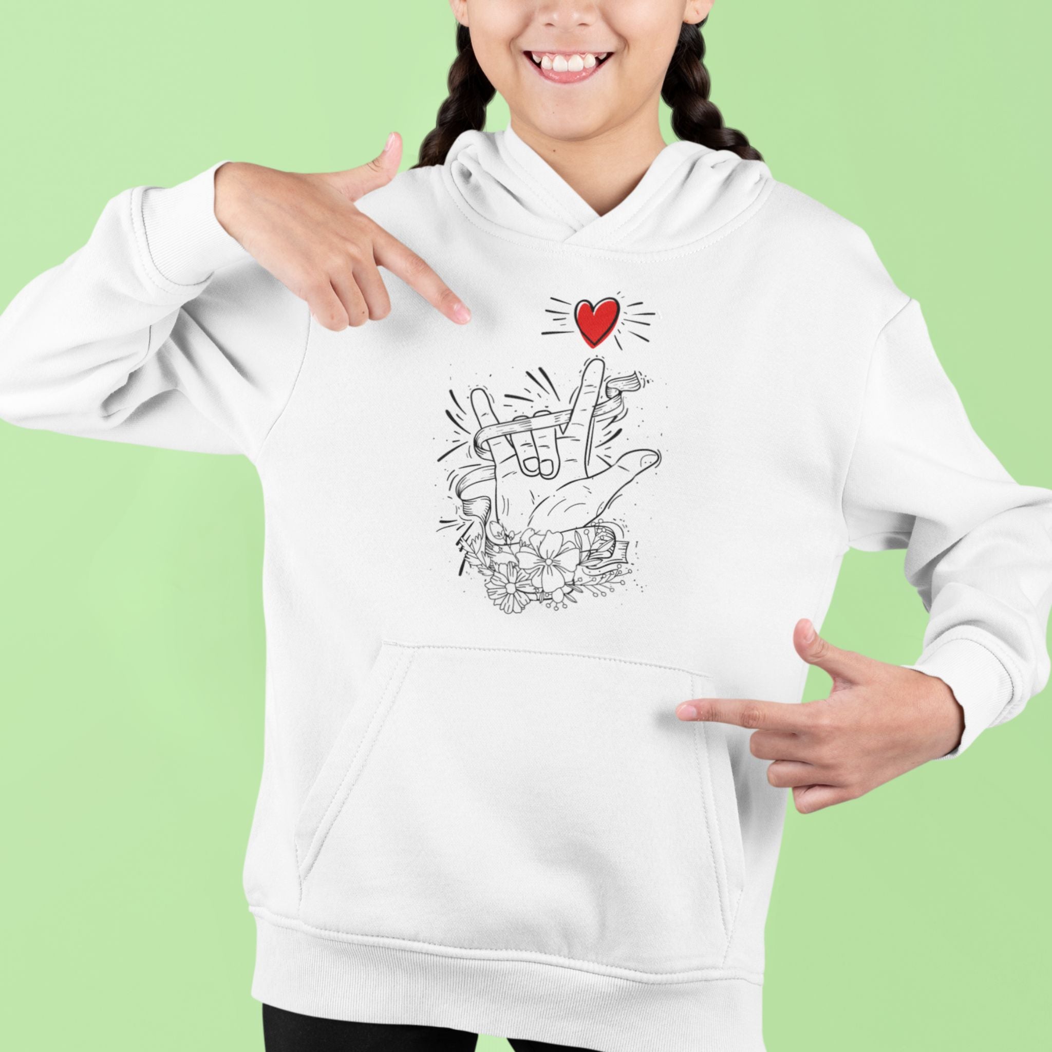 I Love You Hand Sign Kids Hoodie