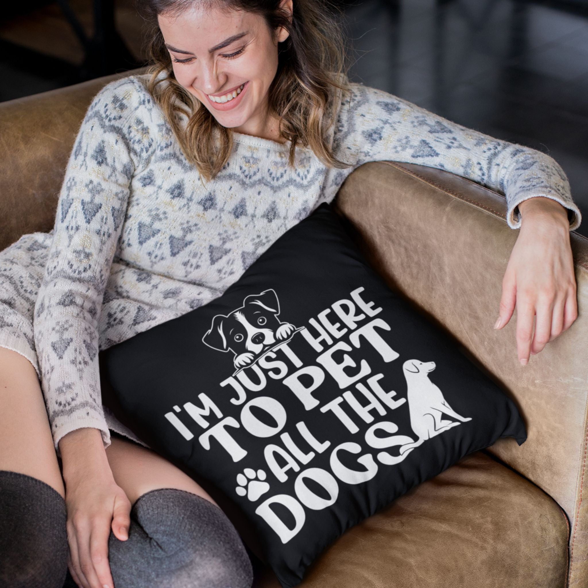 I'm Just Here to Pet All the Dogs Pillow