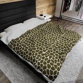 Leopard Print in Olive Green Velveteen Plush Blanket