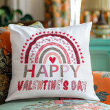 Leopard Rainbow Valentine's Day Throw Pillow Cover