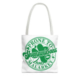Prone To Shenanigans & Malarky Shamrock Tote Bag