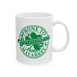 Prone to Shenanigans and Malarkey Shamrock Coffee Mug