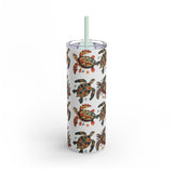 Sea Turtle Floral Design Skinny Tumbler