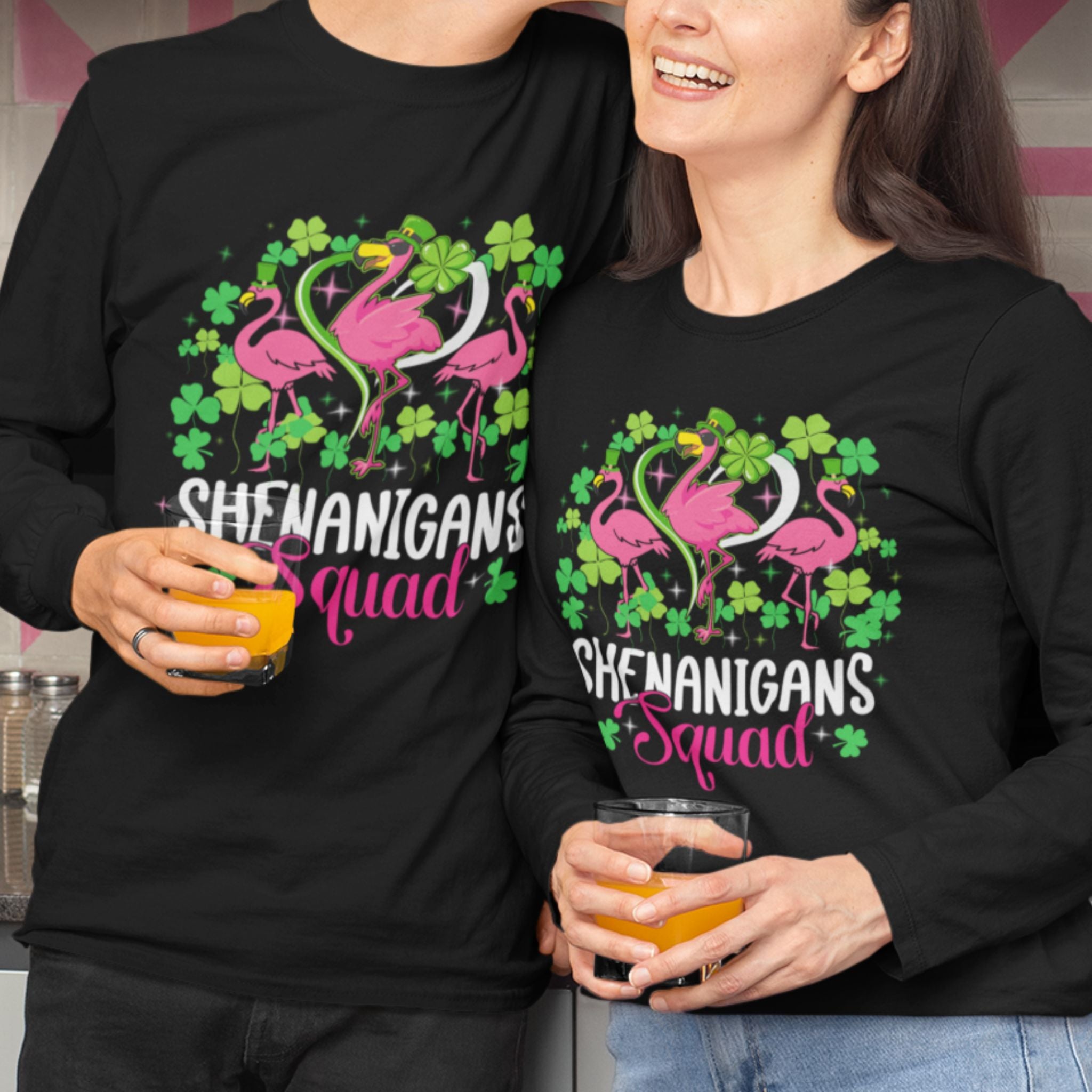 Shenanigan Squad Irish Flamingo Long Sleeve T-Shirt