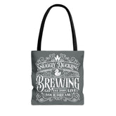 Snuggly Buckling Brewing Tote Bag