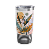 Tropical Leaves and Orange Circle Print Tumbler