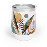 Tropical Leaves and Orange Circle Print Wine Tumbler