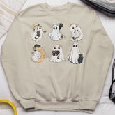 Ghost Cat Sweatshirt, Cat Halloween Shirt, Cat Ghost T-Shirt, Cat Lover Tshirt, Spooky Season Shirt, Halloween Sweater,Trendy Halloween Gift
