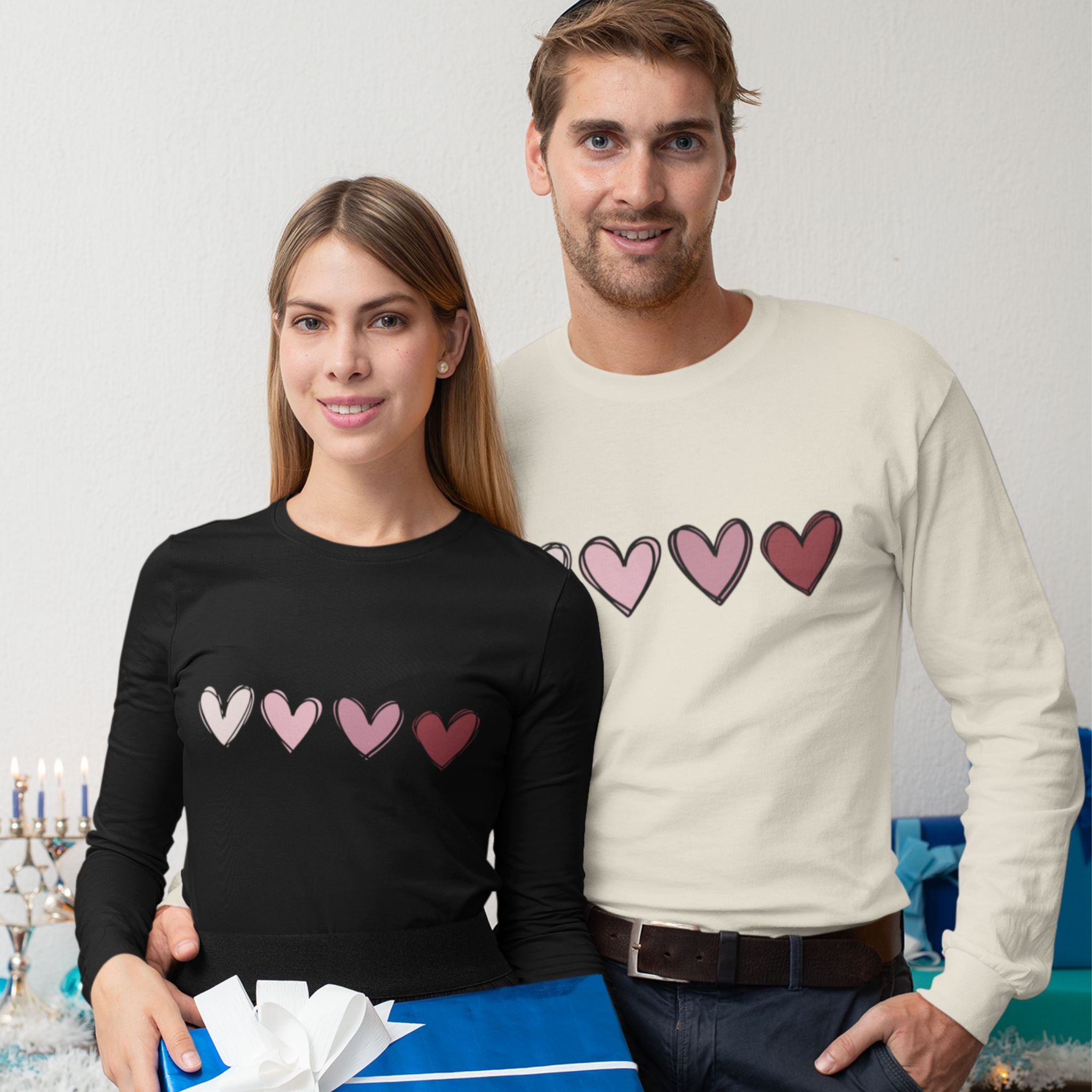 Valentine Double Heart Long Sleeve T-Shirt
