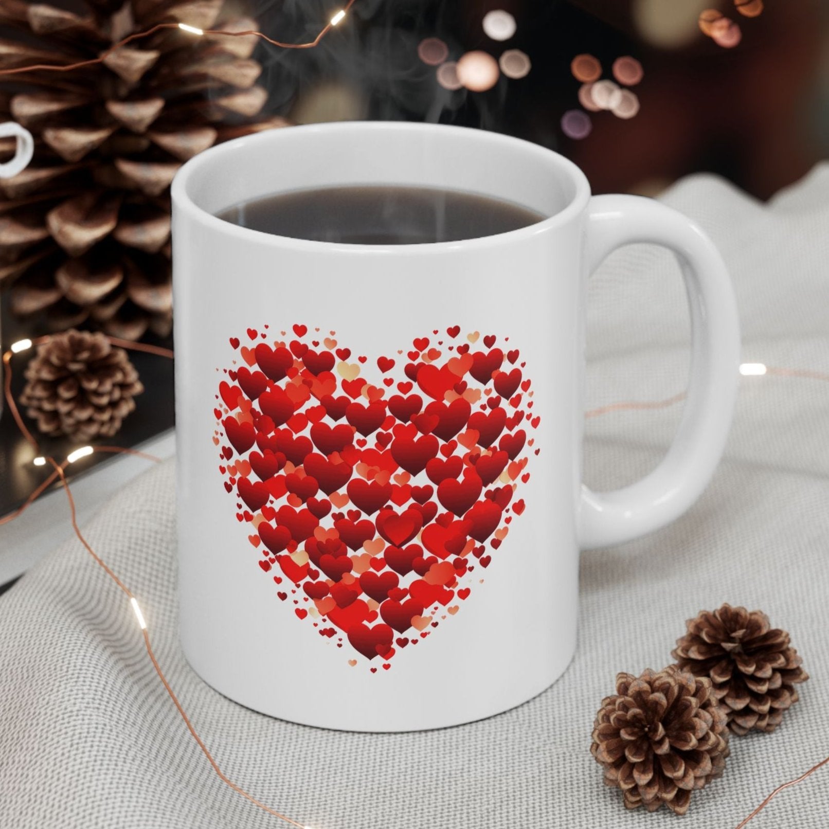 Valentines Day Double Red heart Mug