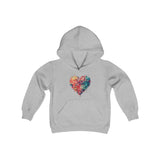 Valentines Watercolor Love Heart Youth Hoodie