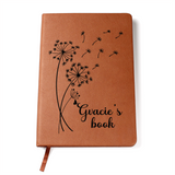 Custom Leather Journal, Dandelion Journal, Dandelion Notebook, Dandelion Diary, Personalized Gift for Her/Him, Gift for Mom/Dad, Thank You Gift