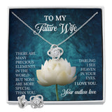 To My Future Wife Love Knot Necklace & Earring Set, Rehearsal Dinner Gift, Sentimental Gift For Bride From Groom, Birthday Gifts For Fiancée