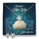 To My Future Wife Love Knot Necklace & Earring Set, Rehearsal Dinner Gift, Sentimental Gift For Bride From Groom, Birthday Gifts For Fiancée