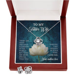 To My Future Wife Love Knot Necklace & Earring Set, Rehearsal Dinner Gift, Sentimental Gift For Bride From Groom, Birthday Gifts For Fiancée