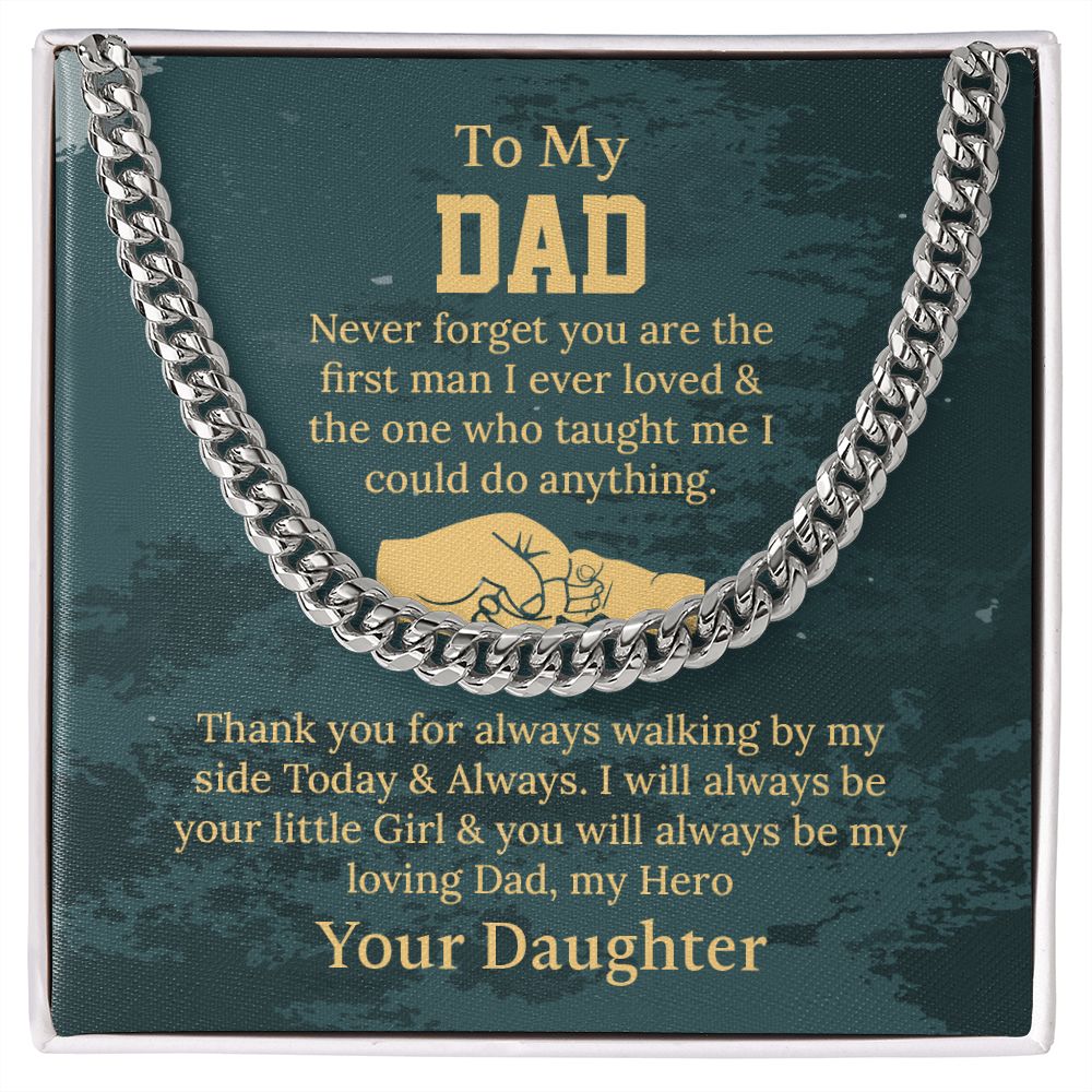 UNIDAZE Cuban Chain Necklace, Dad Necklace Gift, Dad Birthday Gift From Daughter, Father's Day Gifts, Sentimental Gift Dad ShineOn Fulfillment C30184T C30184TG lx-C30184 PB23-WOOD PT-4348 TNM-1 USER-188348