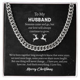 To My Husband Cuban Link Chain Gift From Wife, Message Card Necklace For Hubby Birthday Anniversary Christmas For Him