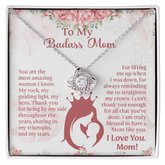 To My Badass Mom Love Knot Necklace, Perfect Birthday or Mothers Day Gift For mom, Presents For Mom
